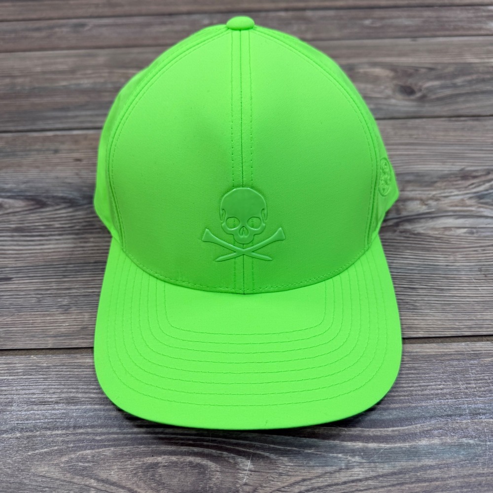 G/FORE Mens Golf‎ Hat Neon Green Gecko Skull & T's Snapback Cap GMH000117 NEW
